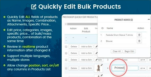 Quickly Edit Bulk/Mass Products, Combination