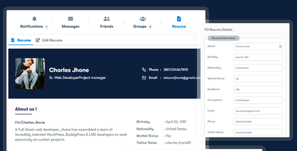 BuddyPress Resume Manager